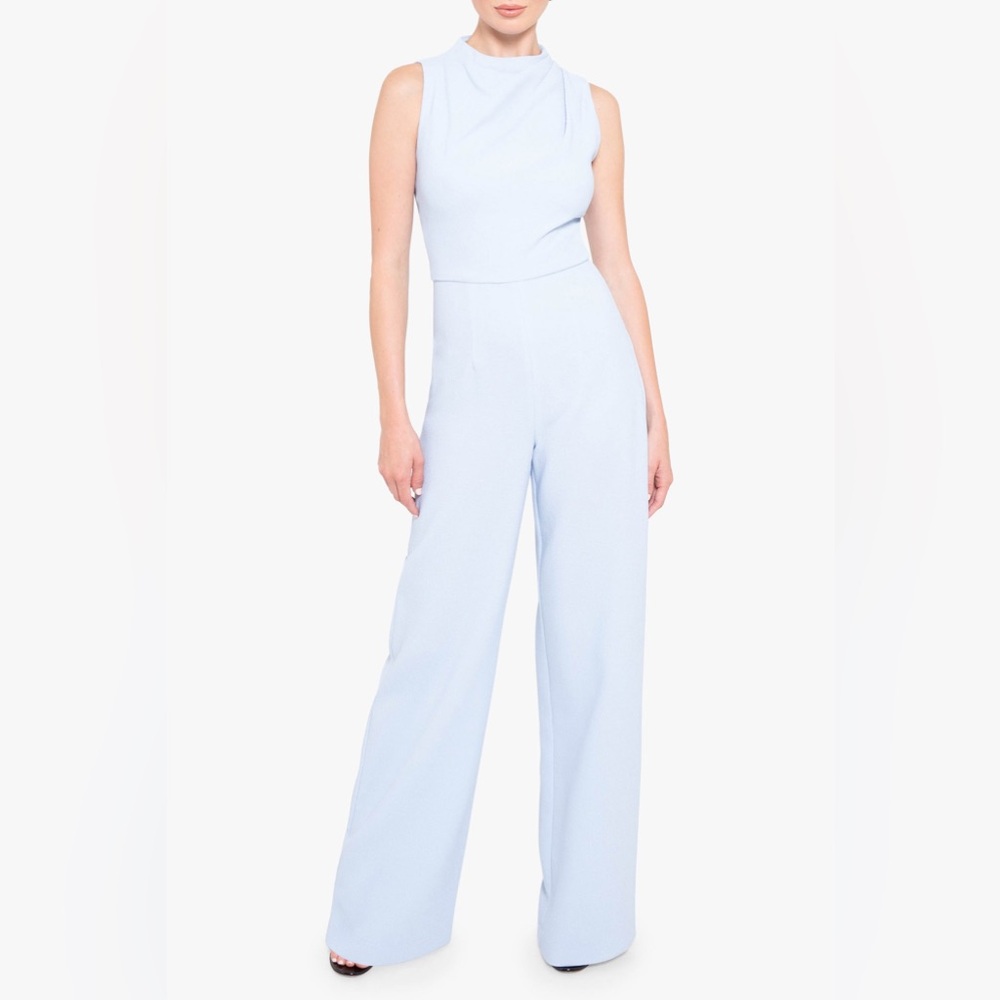 Black Halo Pale Blue Wide-Leg Jumpsuit